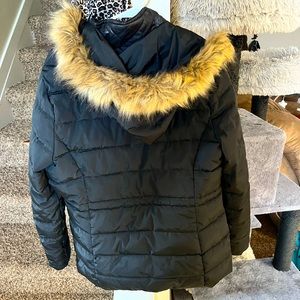 Warm coat with fur hood